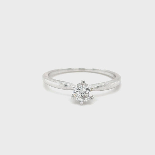 14K White Gold 0.50ct Round Diamond Engagement Ring