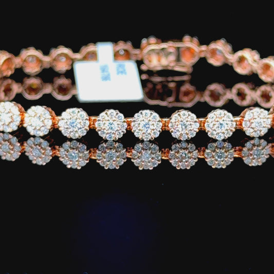 Rose Gold Round Shape Diamond Tennis Bracelet