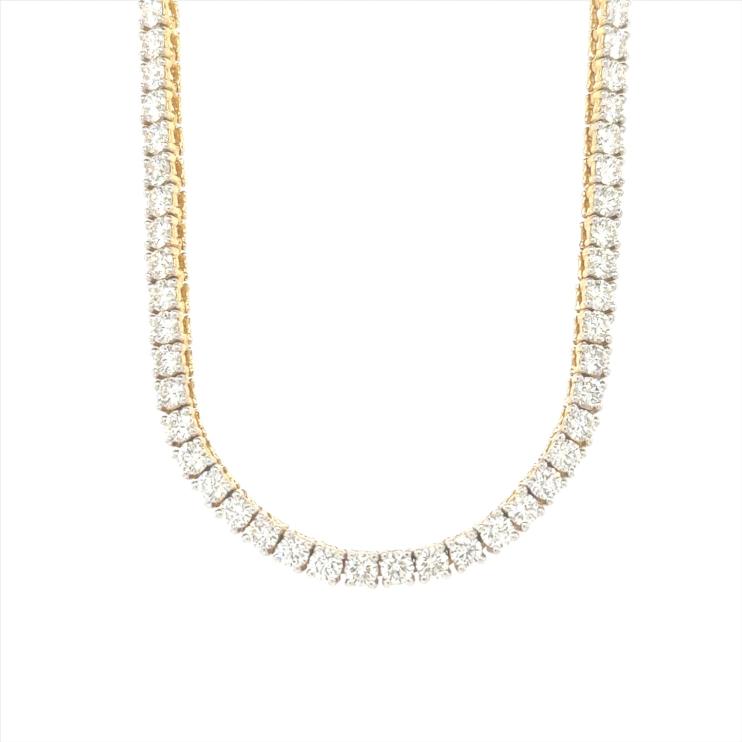 Timeless Elegance - 16.52ct Diamond Tennis Necklace in 14K Yellow Gold (20-inch)