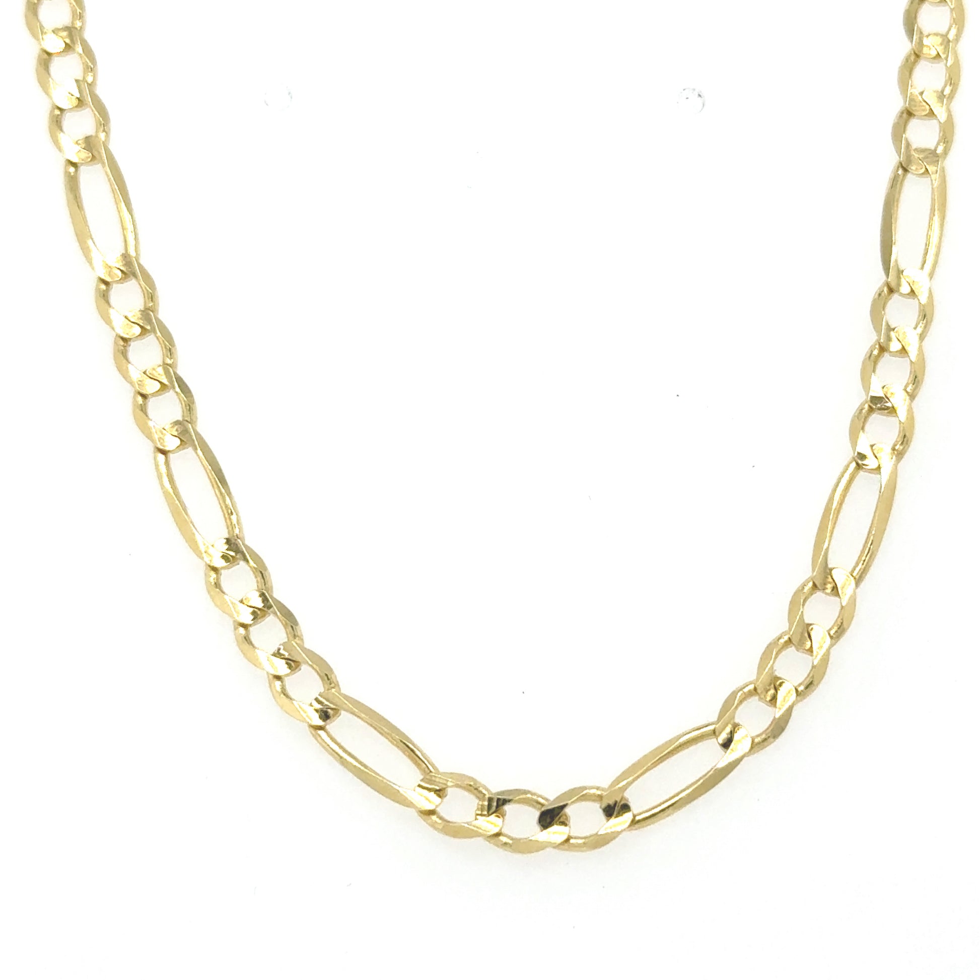 Solid Figaro chain crafted from 14K yellow gold with a 3.5mm width.