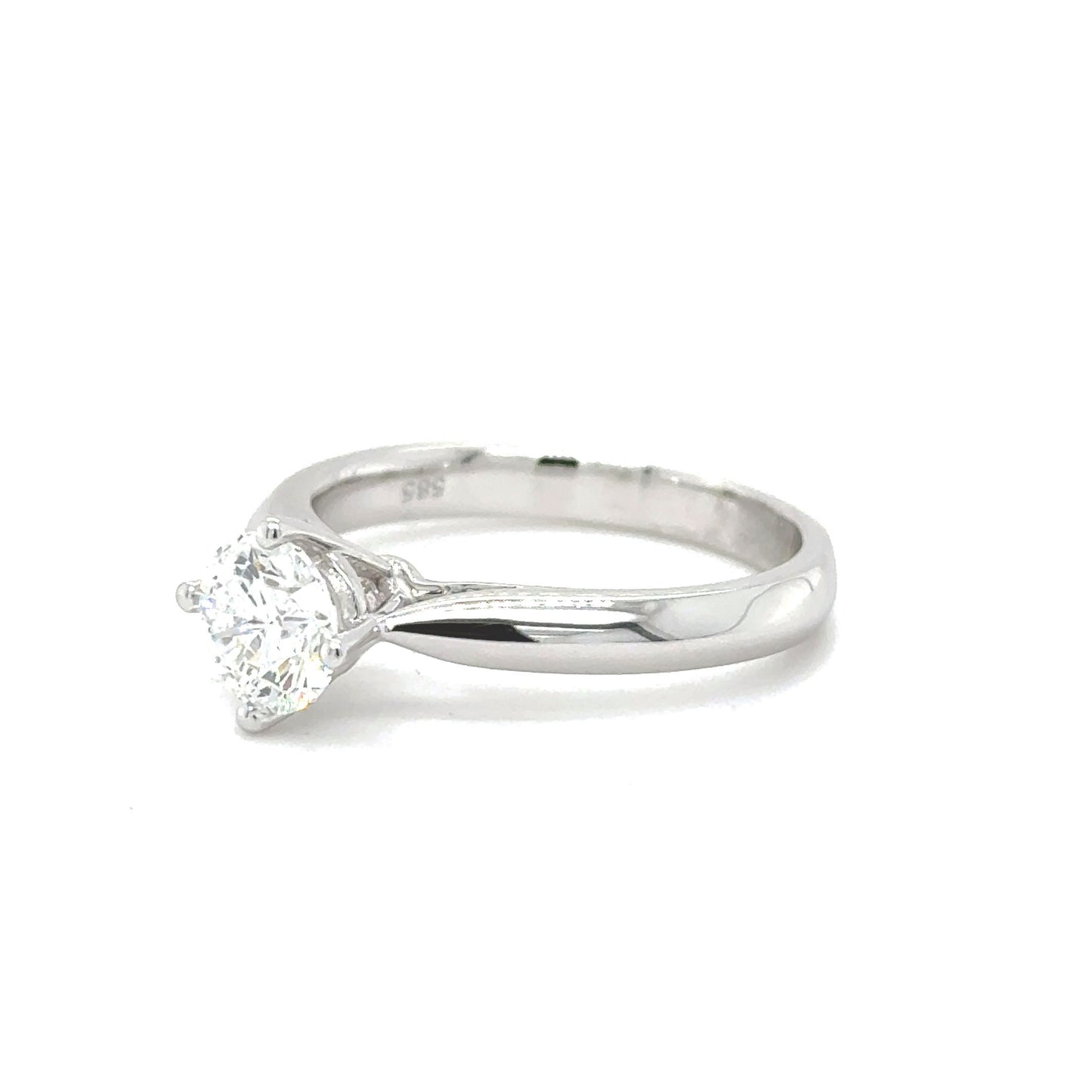 Classic Romance - 14K White Gold Round Diamond Engagement Ring (0.50ct)