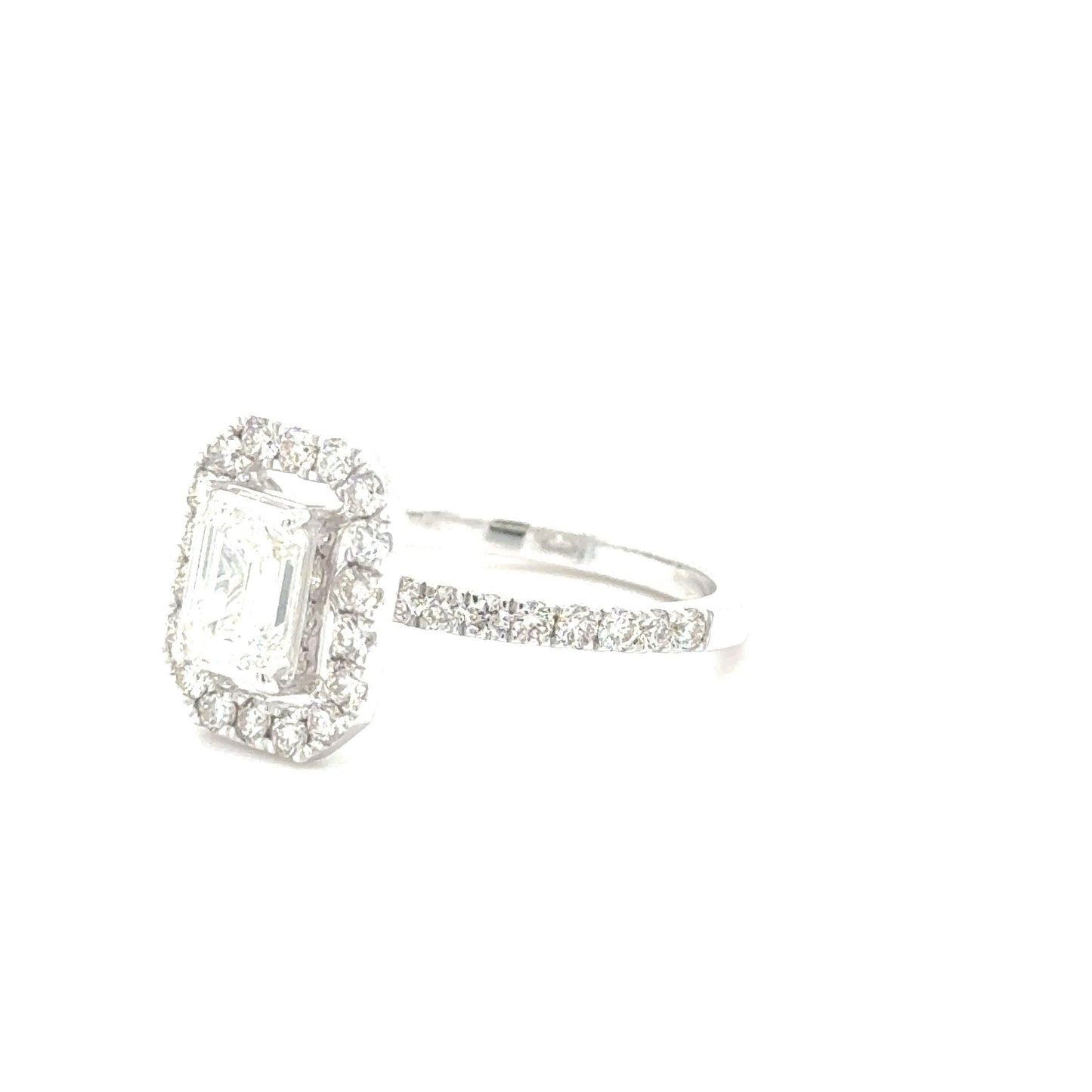 Timeless Elegance - 14K White Gold Emerald Cut Diamond Engagement Ring (1.55ct)