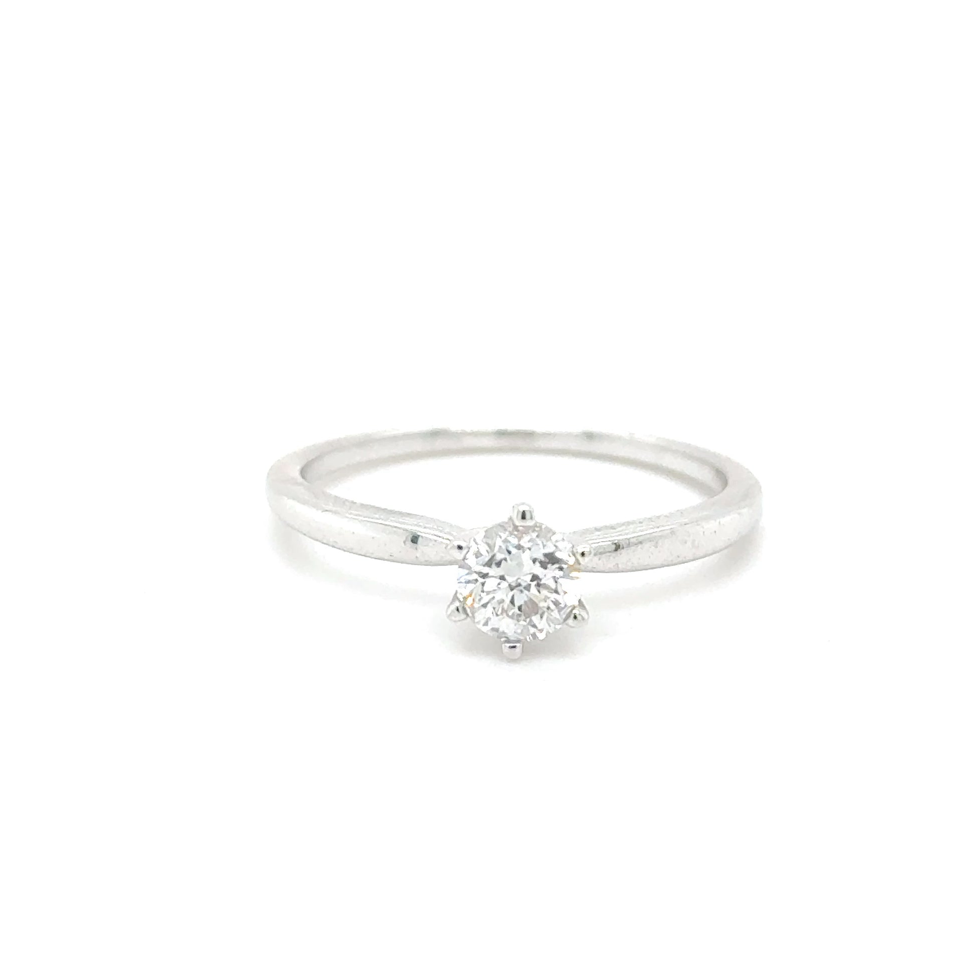 Classic Sparkle - 14K White Gold Round Diamond Engagement Ring (0.50ct)