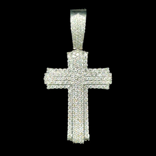 Elegant white gold cross pendant illuminated by 2.23 carats of high-quality diamonds. 