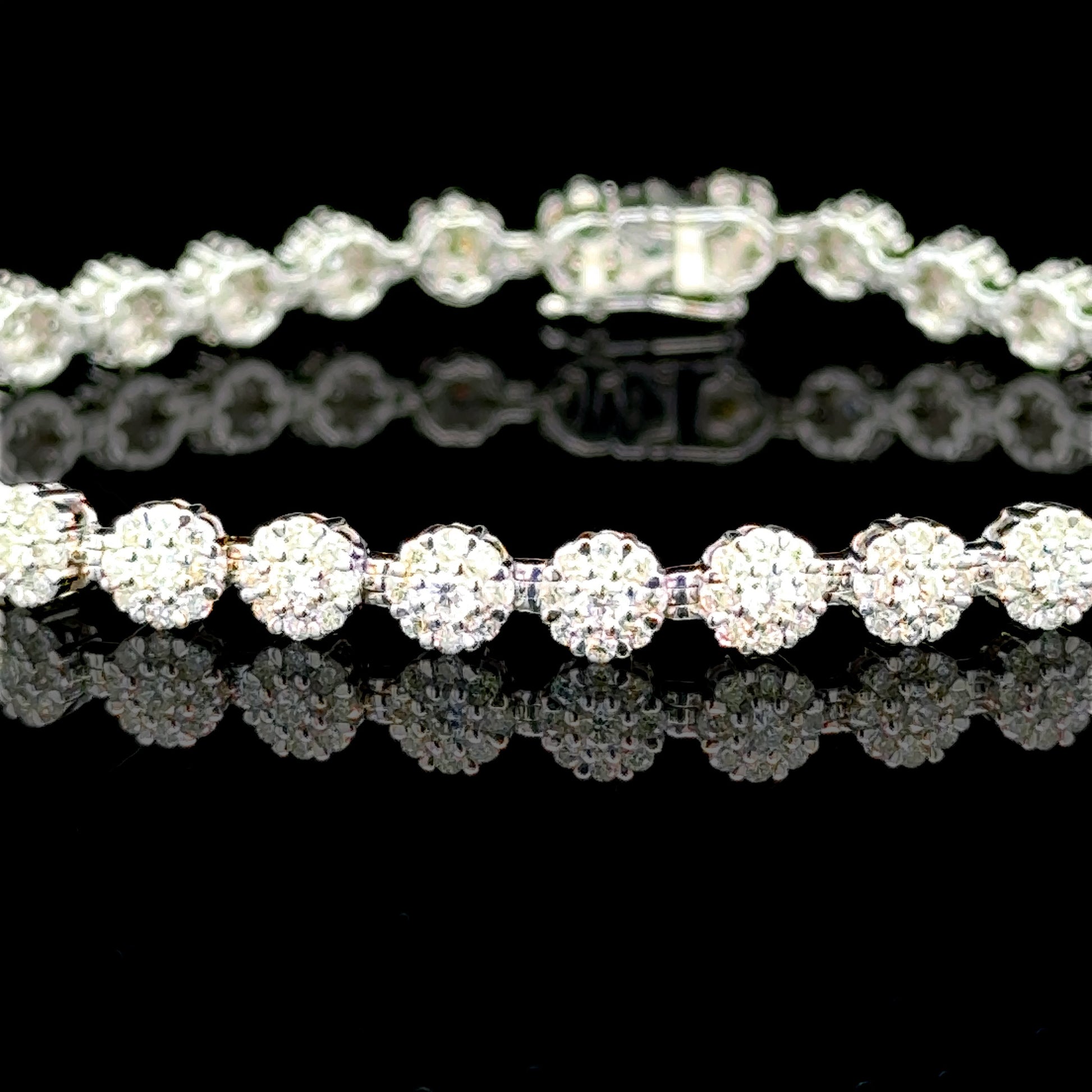 White gold diamond flower bracelet with 2 7/8 carats of diamonds