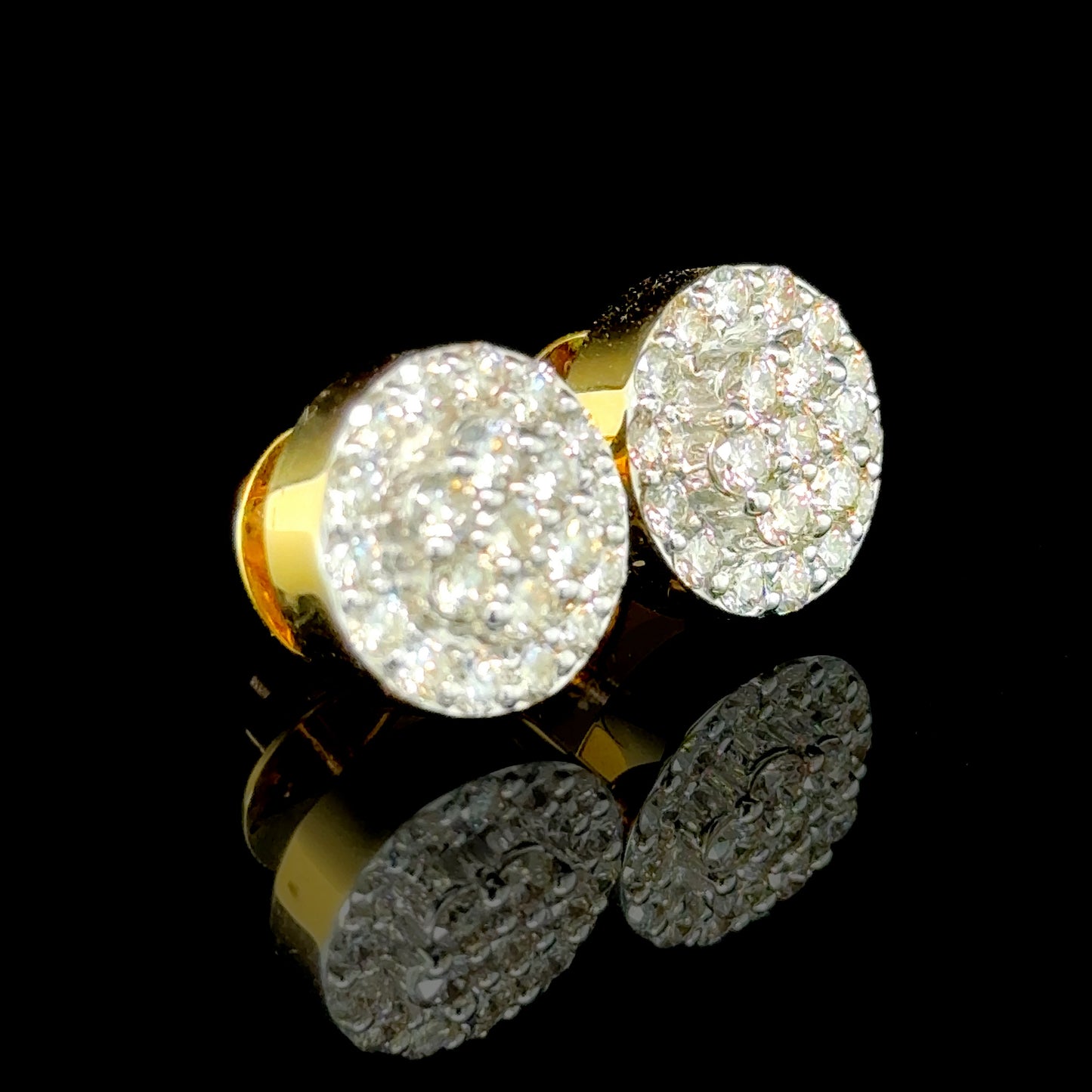 10K yellow gold earrings with a dazzling 1.97 carats of diamonds