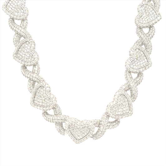 Timeless Treasure: 10K White Gold Heart Necklace with 23.12ct of Dazzling Diamonds