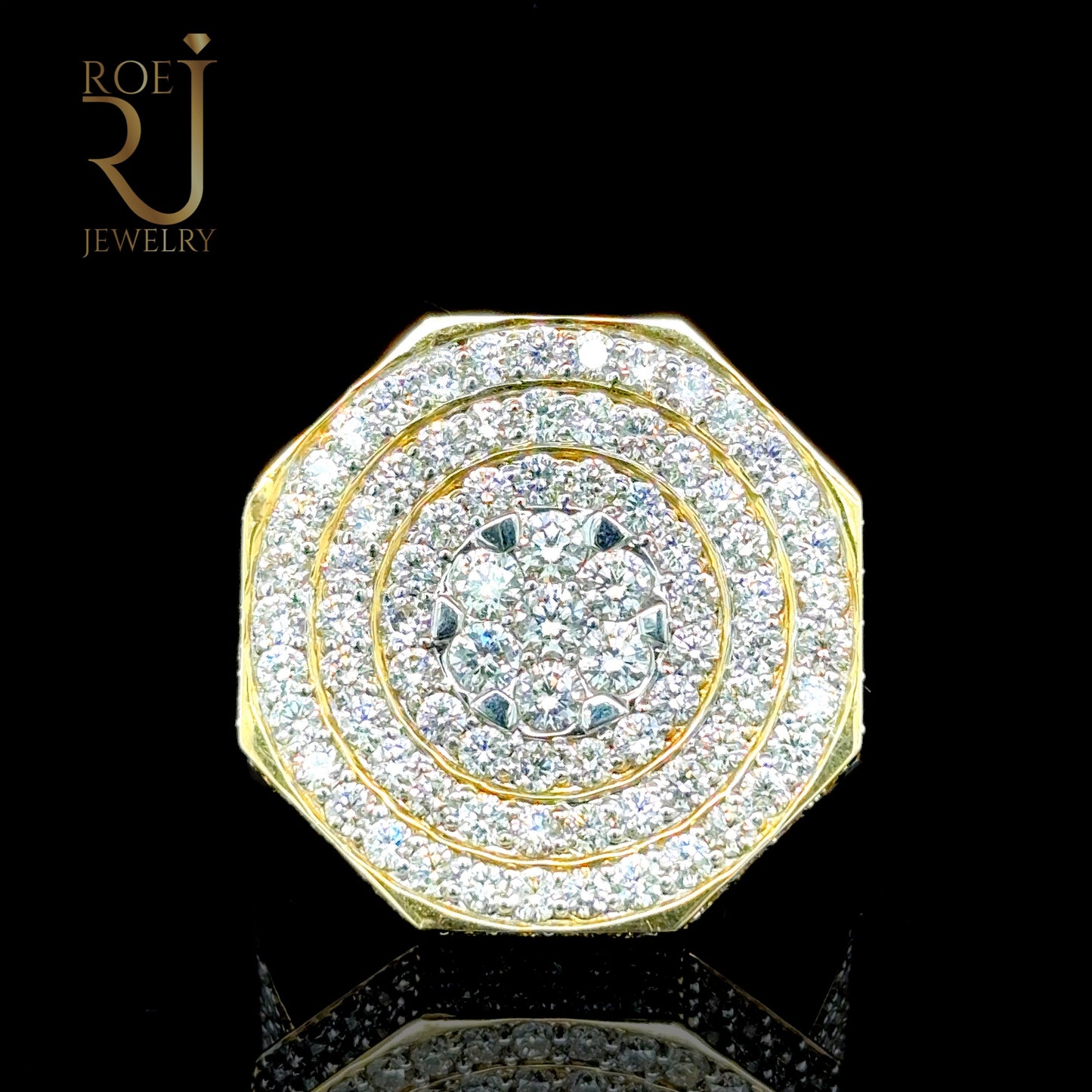 Massive 7.33ct Diamond Mens Ring 14K Gold Size 13