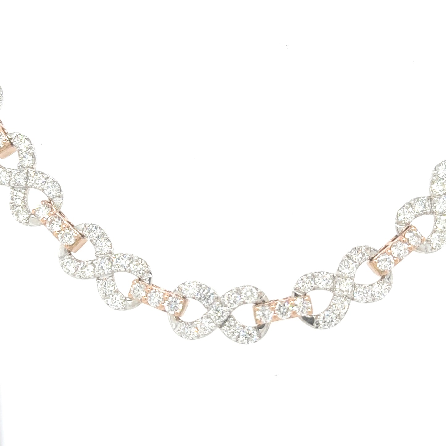 Intertwined Brilliance - 28.13ct Diamond Infinity Link Chain in 10K Rose & White Gold