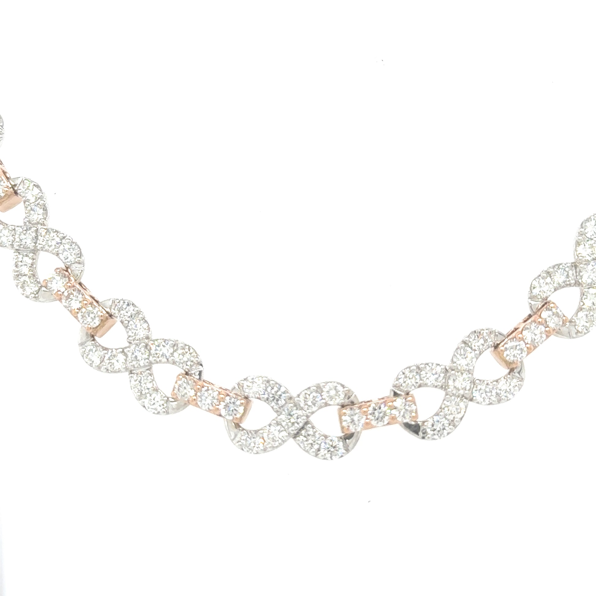 Intertwined Brilliance - 28.13ct Diamond Infinity Link Chain in 10K Rose & White Gold