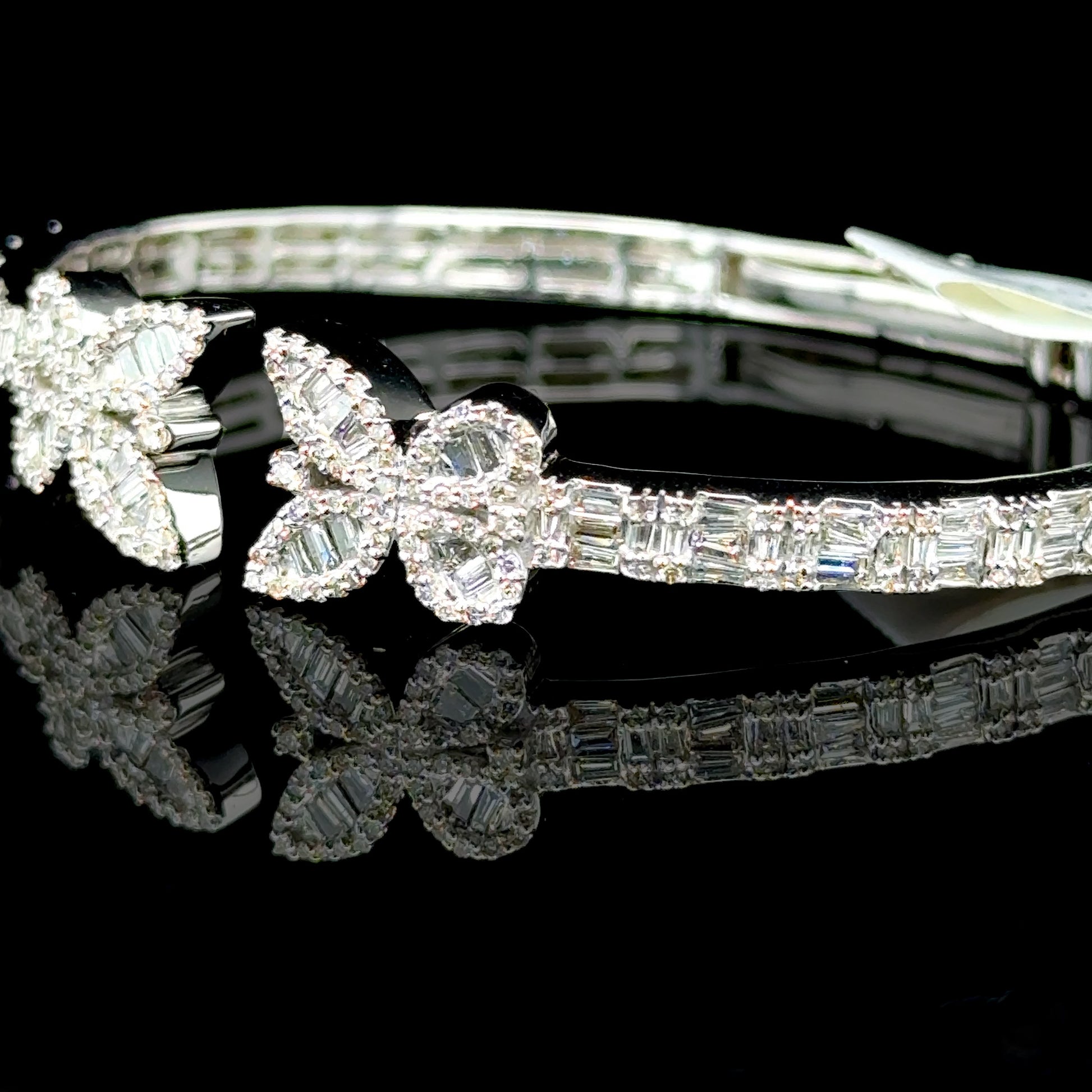 White gold diamond butterfly bangle with 2.19 carats of diamonds