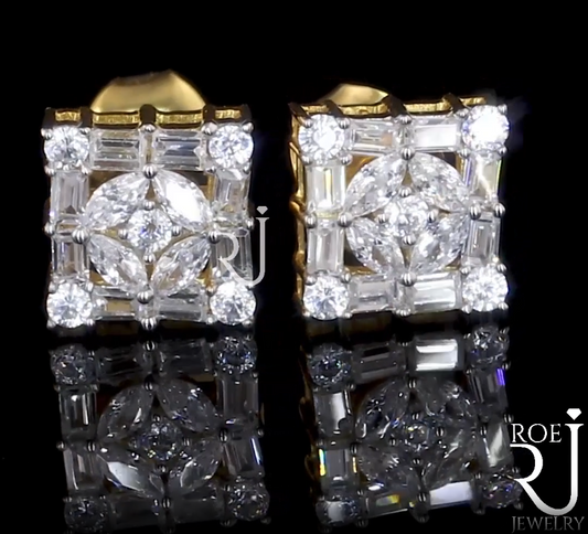 10K yellow gold earrings featuring 0.57 carats of VS-VVS clarity, GH color diamonds