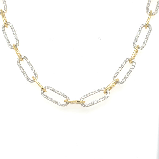 Interwoven Brilliance - 4.17ct Diamond Link Necklace in 14K Yellow Gold